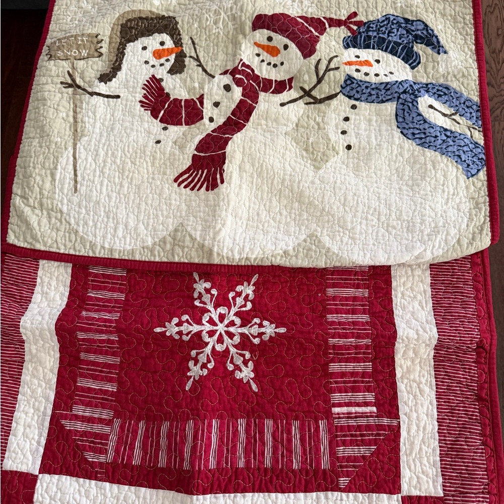 Festive Snowman pillow shams with Red Accents(2) Christmas
